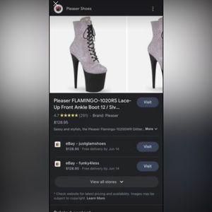 Pleaser heels, size 9, black and silver with glitter